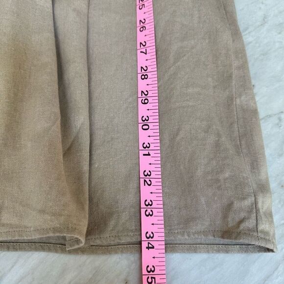 Anthropologie Molly New York Dress beige Gold Empire Waist Linen blend size 2 - Picture 7 of 8